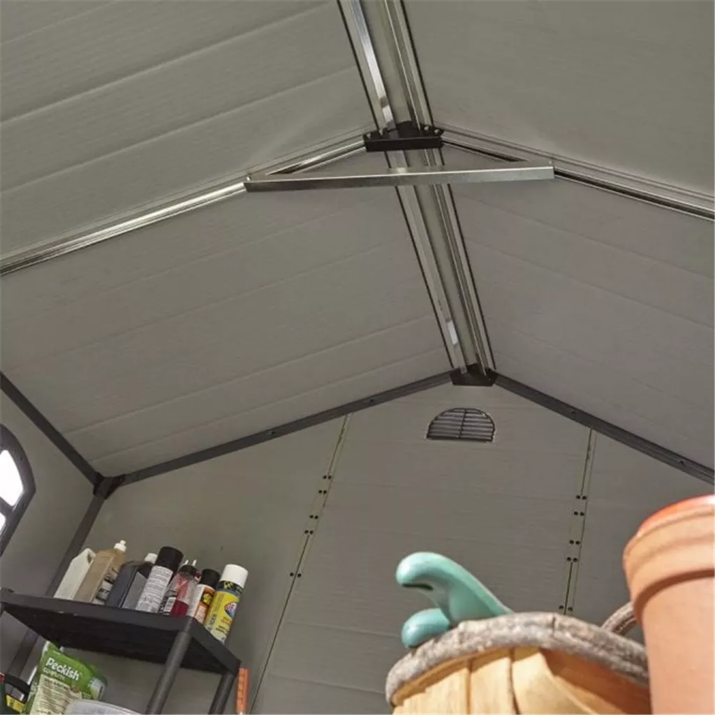 8ft x 6ft Deluxe Stratton Plastic Shed Double Door Apex Shed With Assembly & Foundation Kit - Light Grey product image