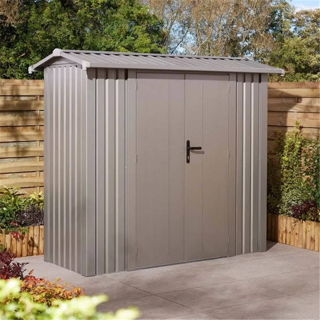 8 x 4 Deluxe Ashford Metal Apex Shed – Double Door and Foundation Kit product image