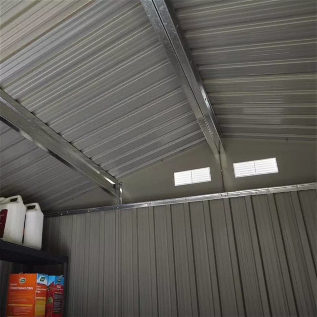 8 x 6 Deluxe Ironwood Metal Apex Shed – Double Door, Assembly – Light Grey product image