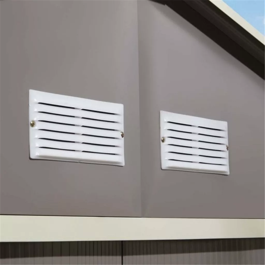 10 x 8 Deluxe Ironwood Metal Apex Shed – Double Door & Foundation Kit – Light Grey product image