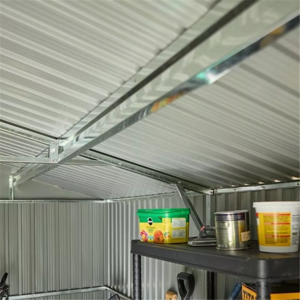 10 x 12 Deluxe Ironwood Metal Apex Shed – Double Door, Assembly & Foundation Kit – Light Grey product image