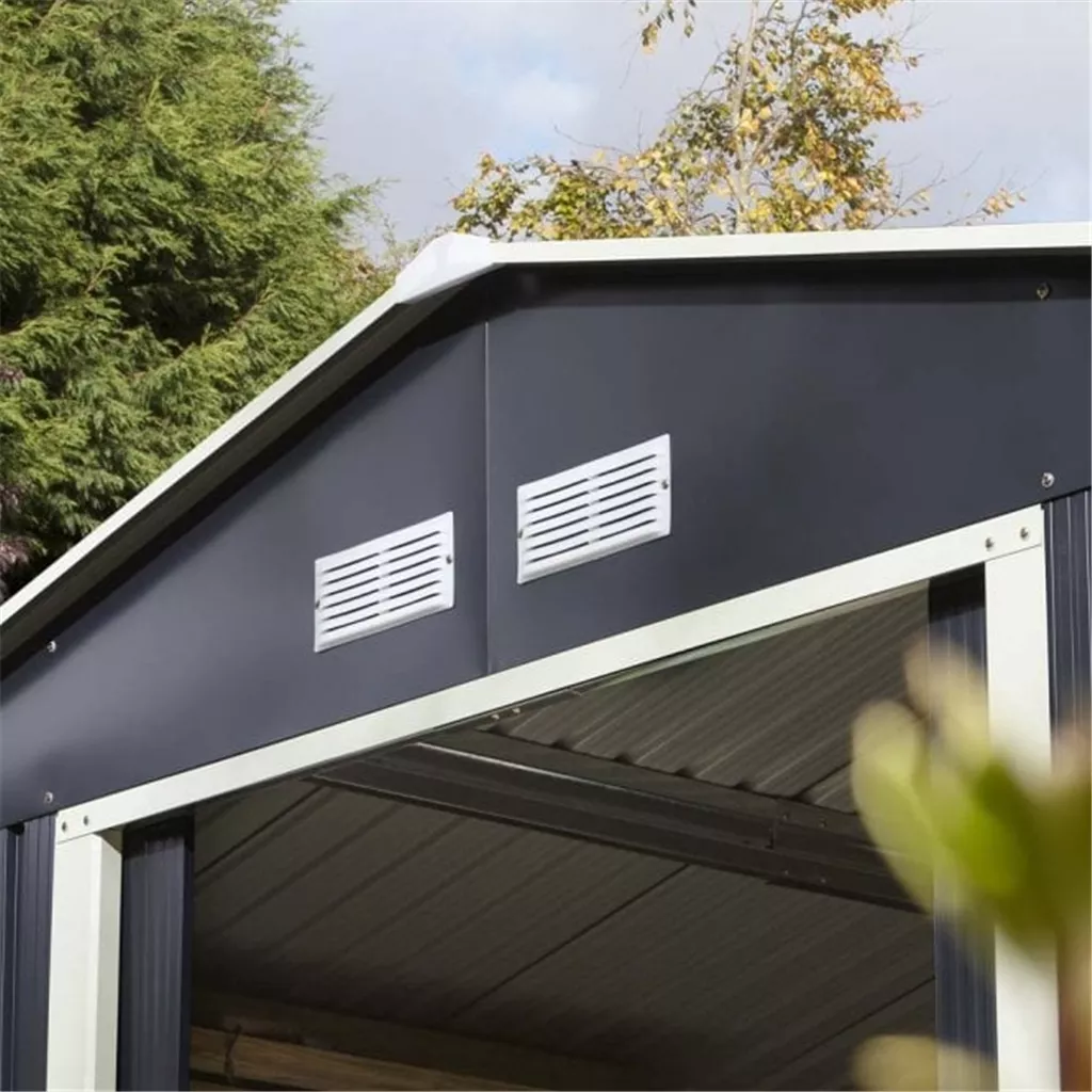 10 x 12 Deluxe Ironwood Metal Apex Shed – Double Door & Foundtion Kit – Dark Grey product image