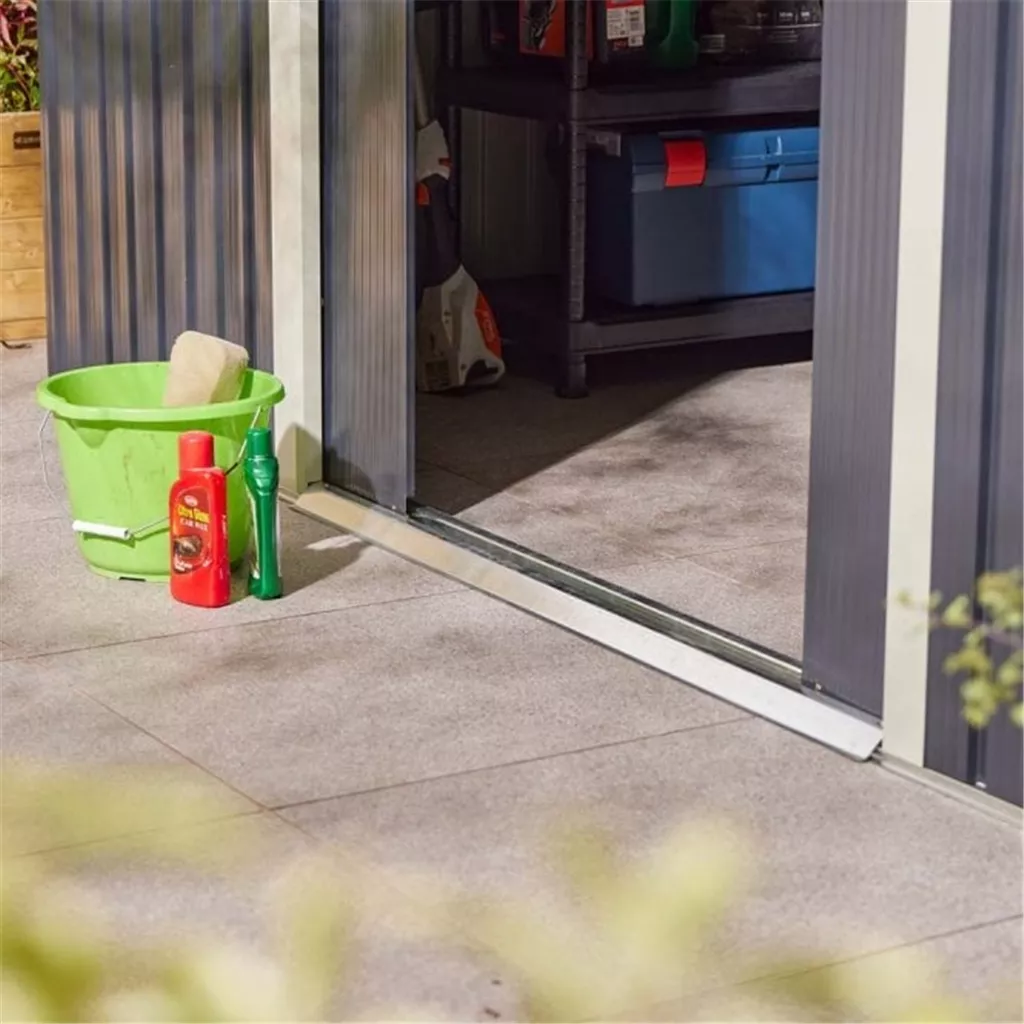 10 x 12 Deluxe Ironwood Metal Apex Shed – Double Door, Assembly – Dark Grey product image