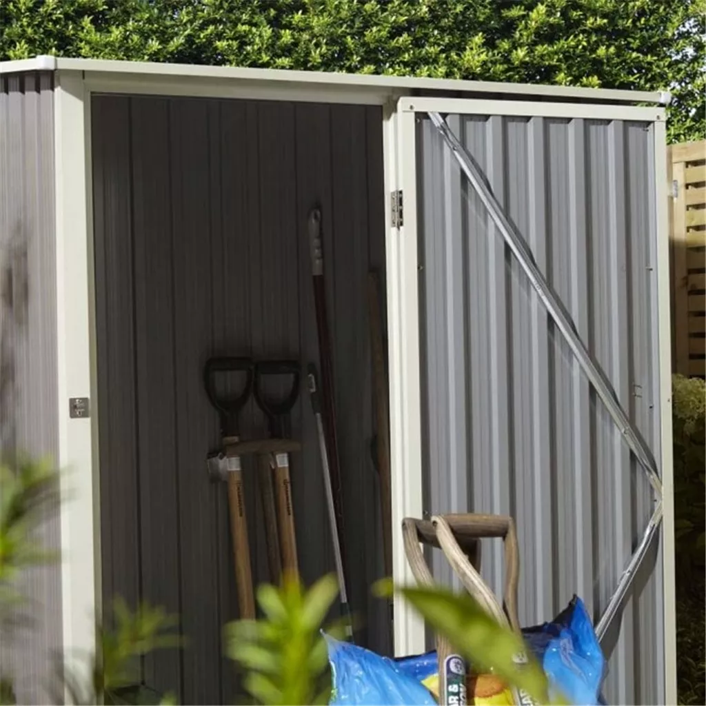 5 x 3 Deluxe Ironwood Metal Pent Shed – Single Door, Assembly – Light Grey product image