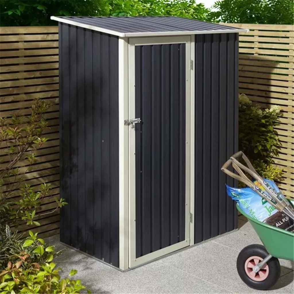 5 x 3 Deluxe Ironwood Metal Pent Shed – Single Door, Assembly & Foundation Kit – Dark Grey product image