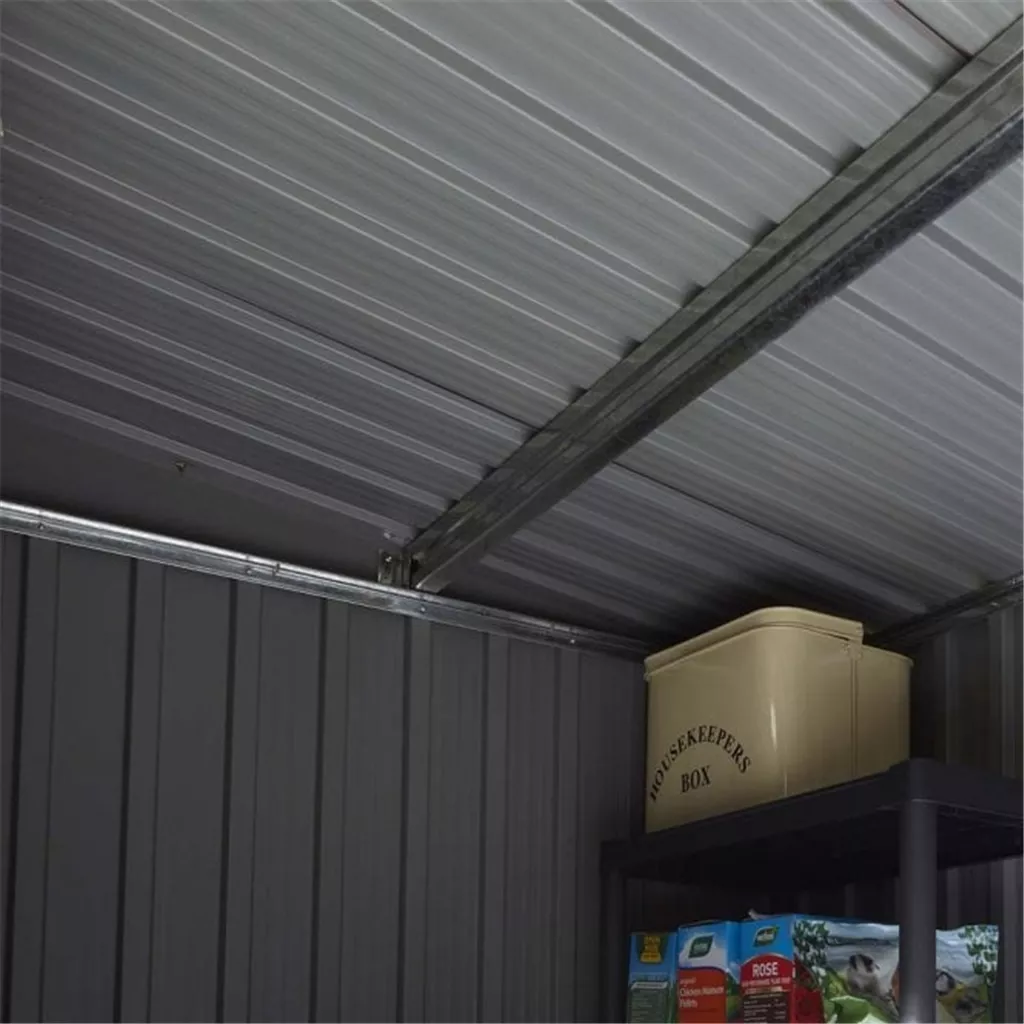 8 x 4 Deluxe Ironwood Metal Pent Shed – Single Door, Assembly & Foundation Kit – Light Grey product image