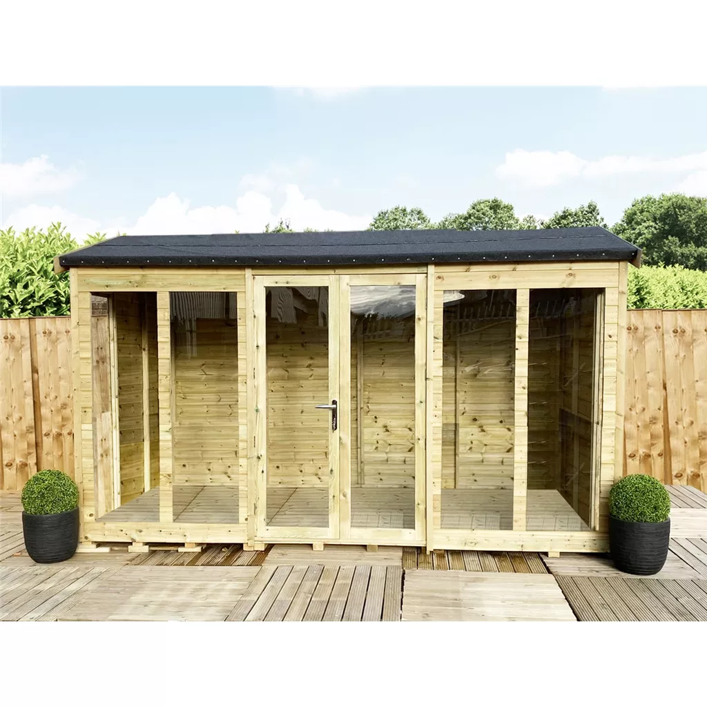 13 x 10 Reverse Pressure Treated Apex Summerhouse – Long Windows