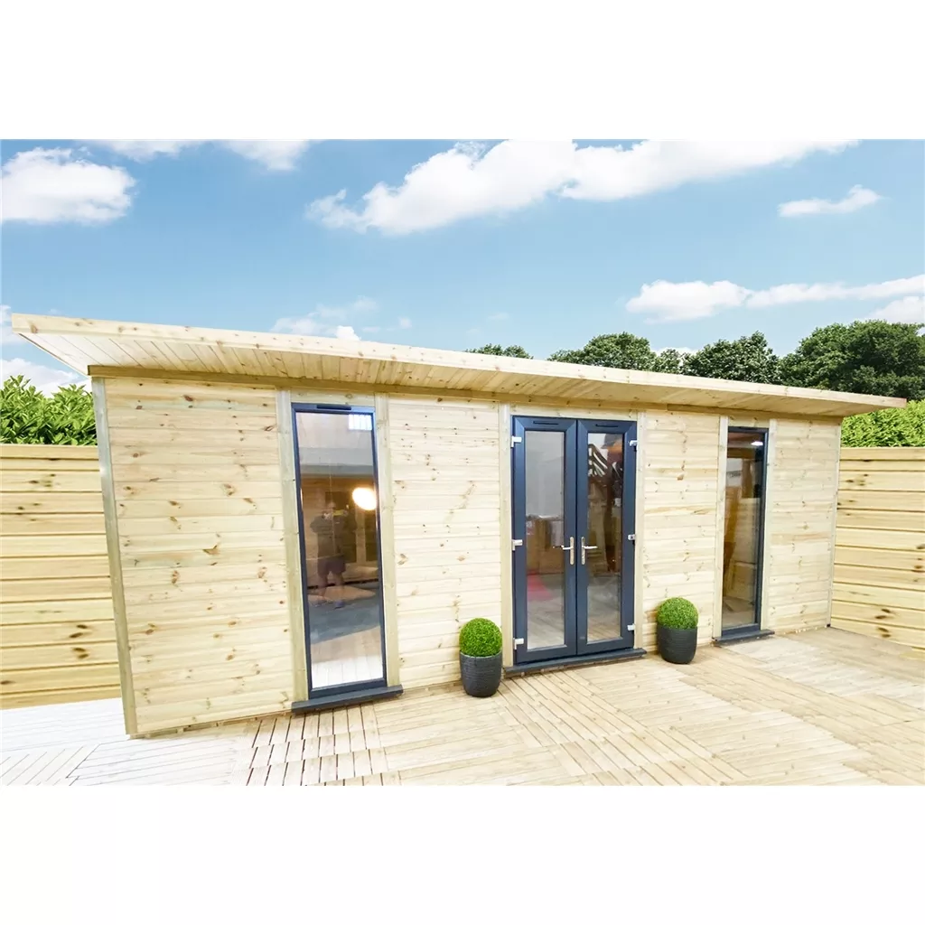 10 x 20 Executive Plus Insulated Garden Office – PVC French Doors & Windows