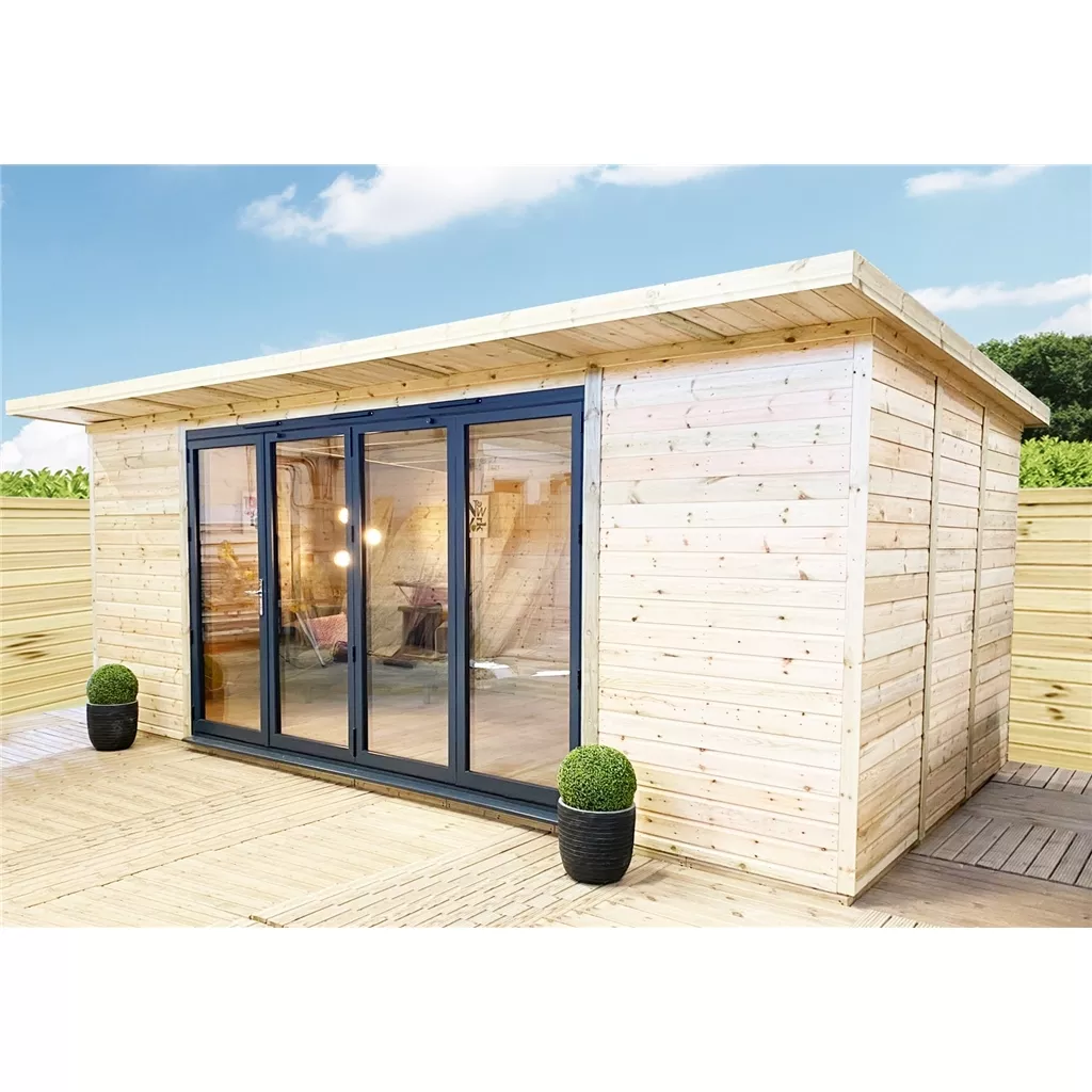 16 x 16 DELUXE PLUS Insulated Garden Office – Aluminium BiFold Doors